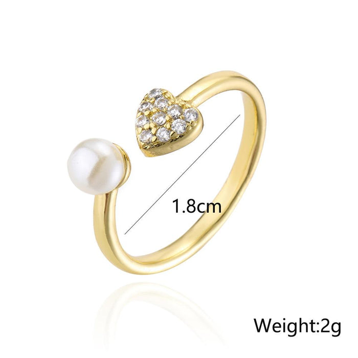 Fashion Simple Love Zircon Open Women's Ring