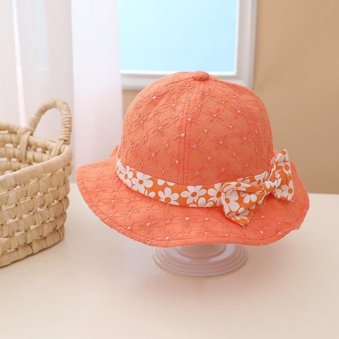 Summer Outdoor Windproof Shade Cute Bow Children's Fisherman Hat