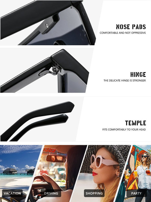 Square large frame one piece contrast Sunglasses