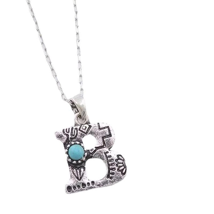 Turquoise Initial Leatters Necklace