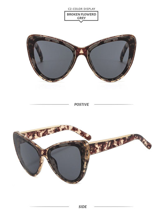 Large frame cat's eye women's contrast Sunglasses