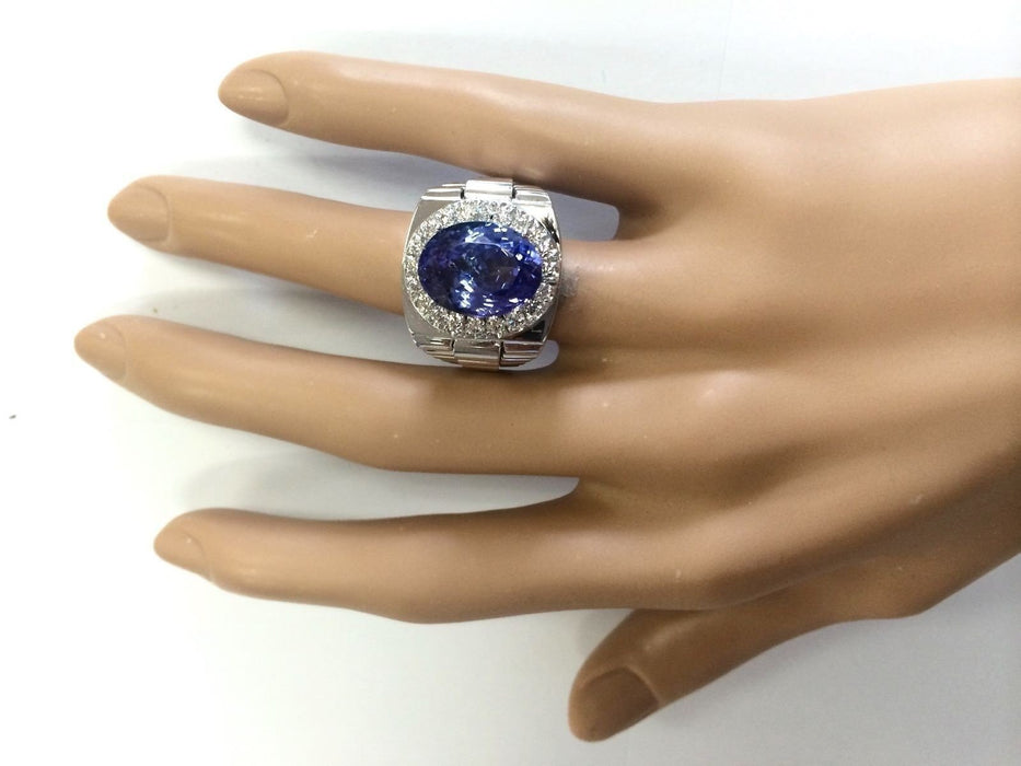 Luxury Gorgeous Men Jewelry Oval Cut Blue Zircon Rings