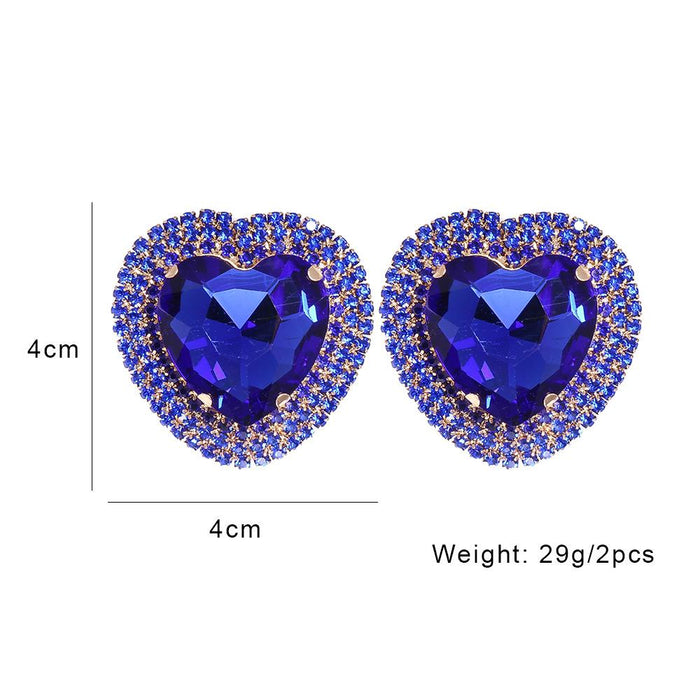 New Simple Love Female Opal Earrings Accessories Inlaid Rhinestone