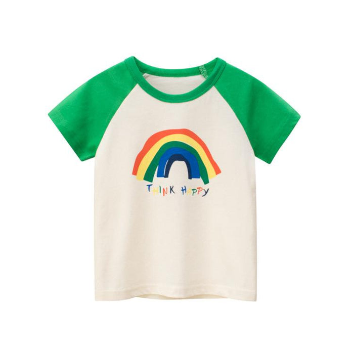 Children's short sleeved T-shirt rainbow foreign style top