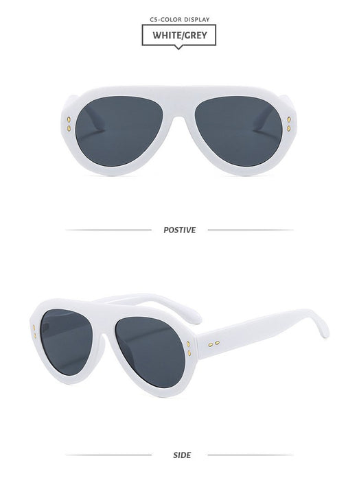 Large frame avant-garde retro toad mirror rice nail Sunglasses