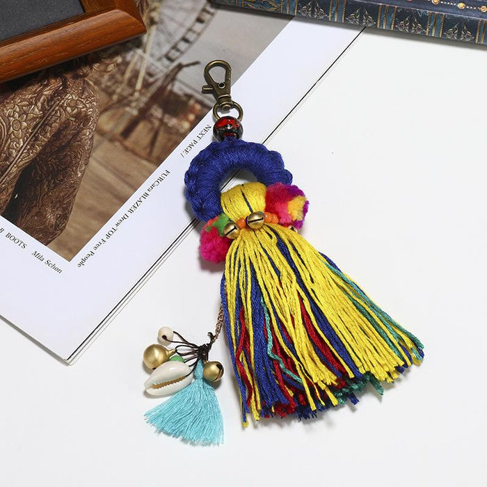 Bohemian Handmade Wool Ball Tassel Keychains Pendant