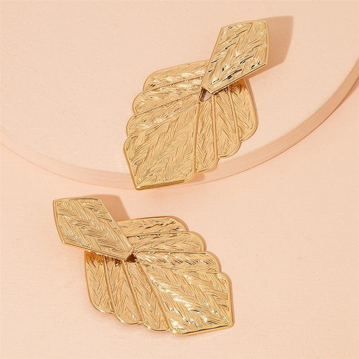 New Exaggerated Irregular Vintage Leaf Texture Earrings