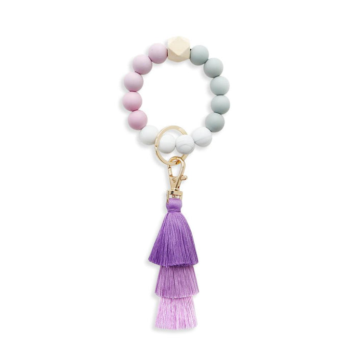 New Tassel Wood Bead Bracelet Silicone Bracelet Key Chain