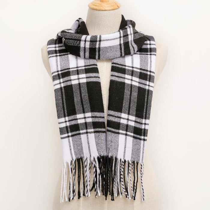Winter Tassel Lattice Warm Scarves