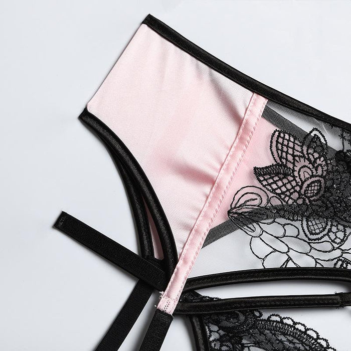 Women's Embroidered Mesh Underwear Sexy Lingerie Set