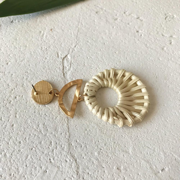 Personalized Metal Style Geometric Woven Rattan Earrings