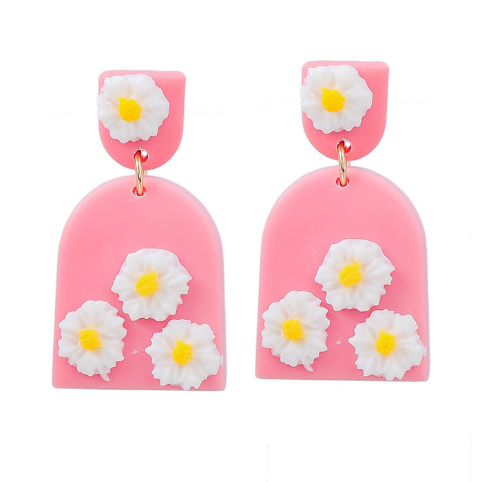 Trendy Simple Geometric Resin Daisy Earrings