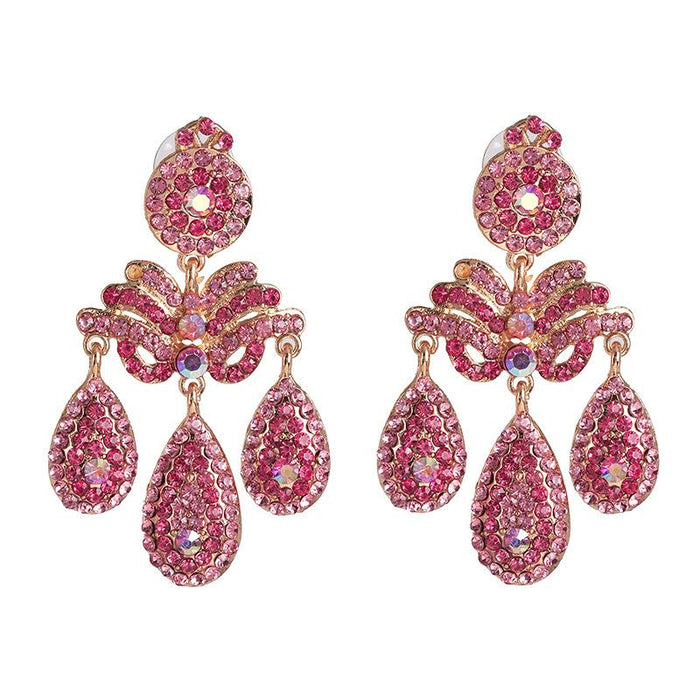 Pop Exaggerated Women's Jewelry Drop Earrings Inlaid Rhinestone