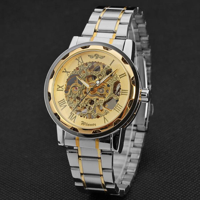 Winner Classic Mechanical Men Watch Stainless Steel Skeleton Luxury Automatic Wristwatch
