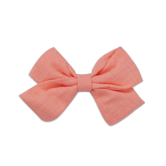 Slub cotton and linen bow hairpin