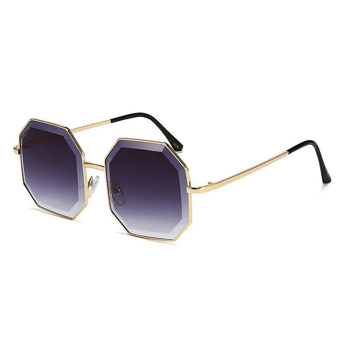 Irregular trimming large frame metal sunglasses