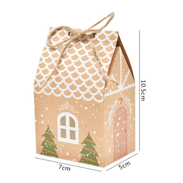50pcs Christmas House Shape Candy Box Gift Bags