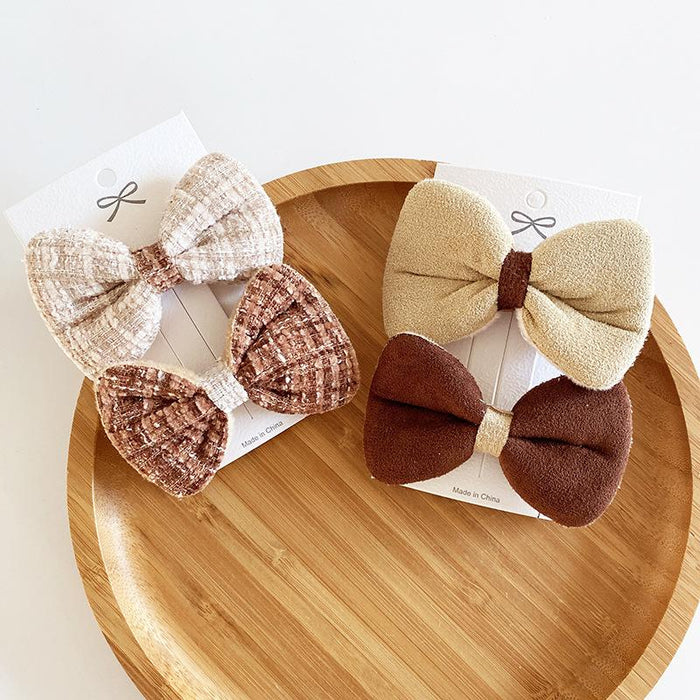 2 Milk Tea Cloth Bow Edge Clips