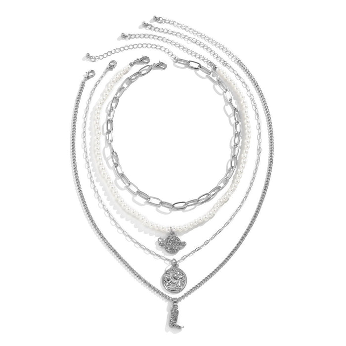 Temperament Diamond Studded Planet Pendant Necklace Set