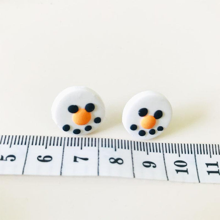 Green Gift Box Snowman Leaf Clay Knot DIY Stud Earrings