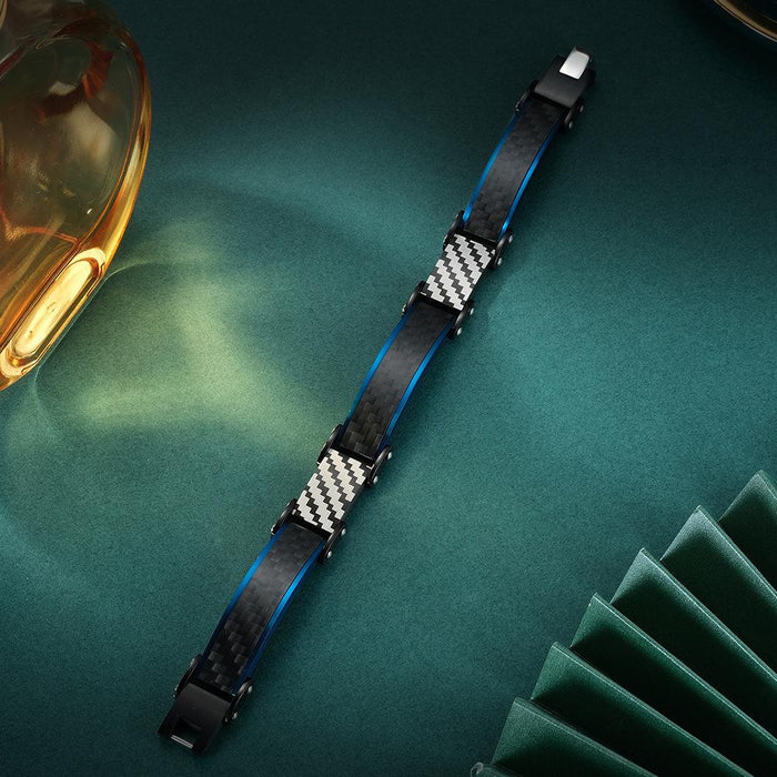 Personalized Men's Solid Carbon Fiber Stainless Steel Bracelet