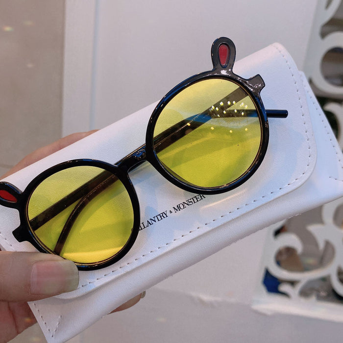 Children's Sunglasses bear ear round frame glasses