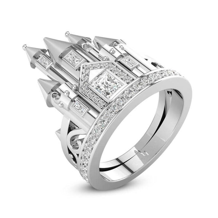 New Vintage Exaggerated Castle Oxidation Ring