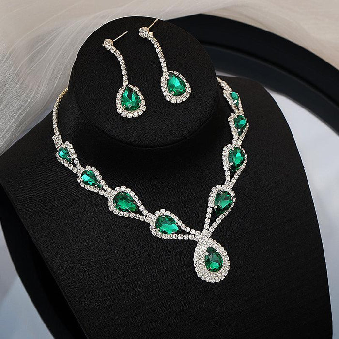 New Women's Jewelry Color Necklace Earrings Two Piece Set