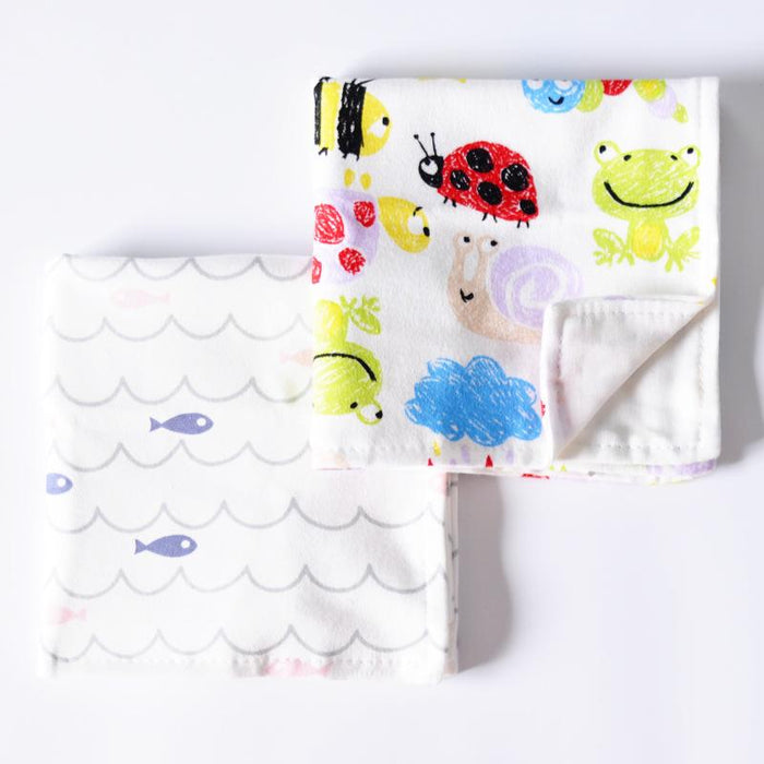 2Pcs/set Baby Cotton + Gauze Double-layer Square Saliva Towel