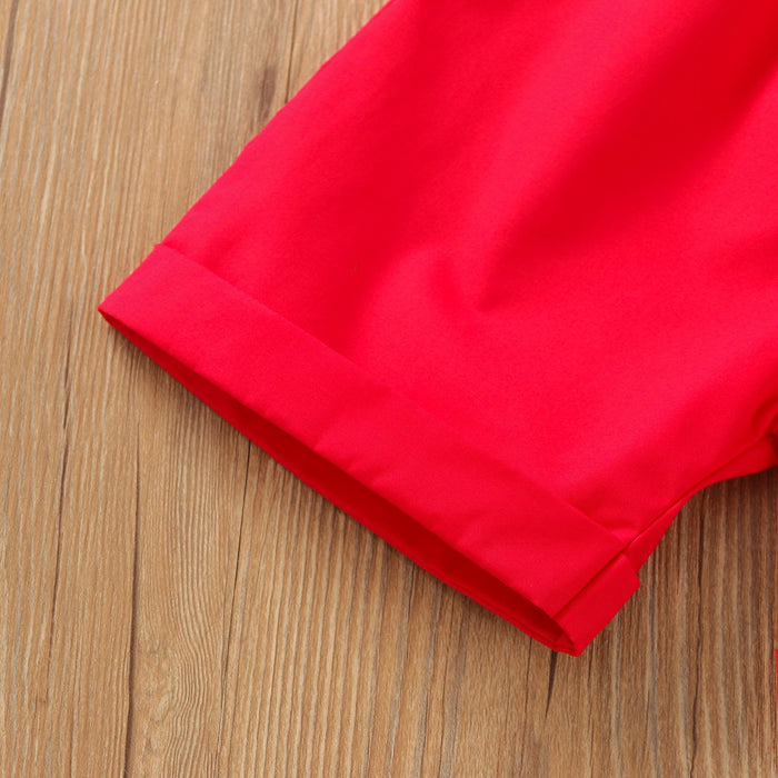 Boys' Lapel Short Sleeve Shirt Set