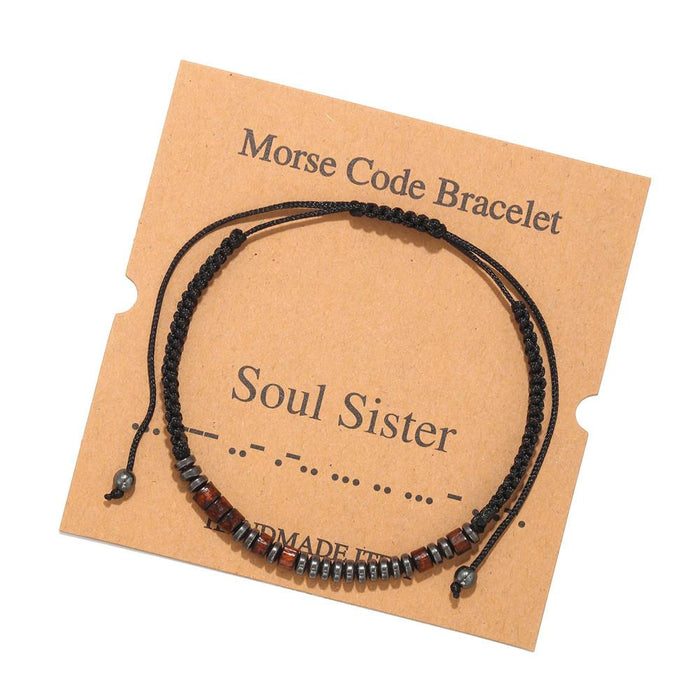 Morse Code Alphanumeric Woven Bracelet