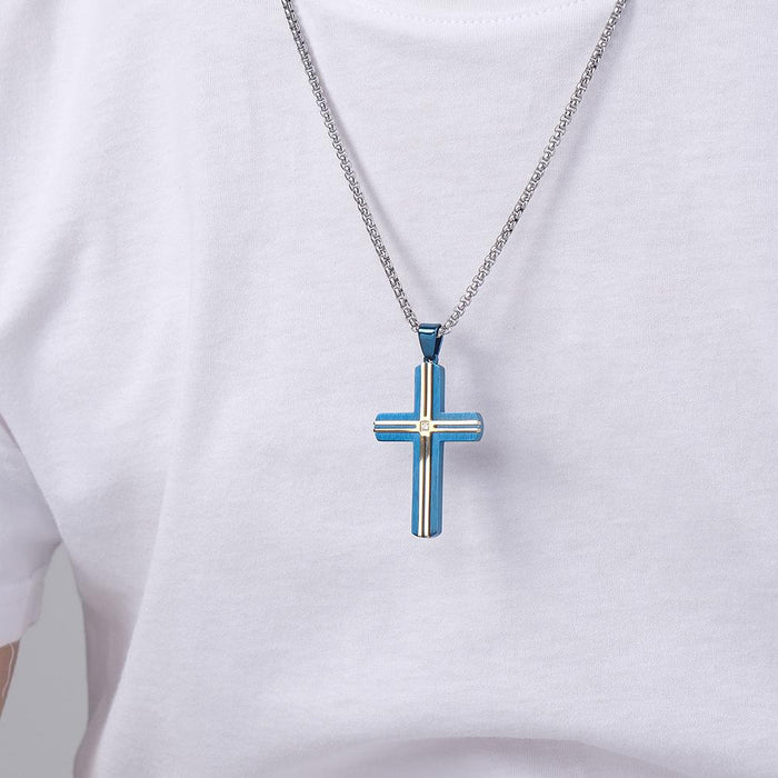 Personalized Titanium Steel Two-color Cross Pendant Necklace