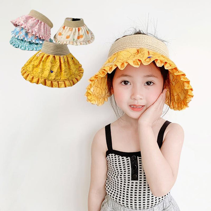 Summer Fashion Pleated Edge Foldable Children's Empty Top Hat