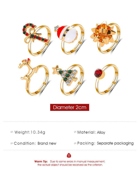 6Pcs/set Christmas Opening Ring
