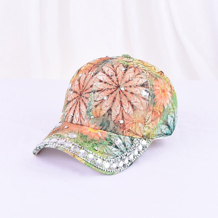 Summer Women's Maple Leaf Lace Handmade Beads Baseball Cap