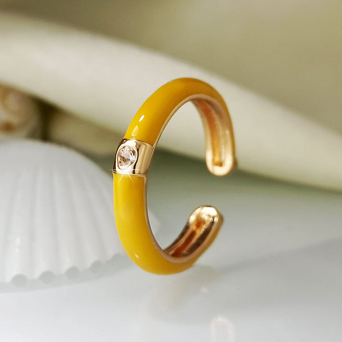 Ins Design Simple Color Oil Dripping Finger Ring