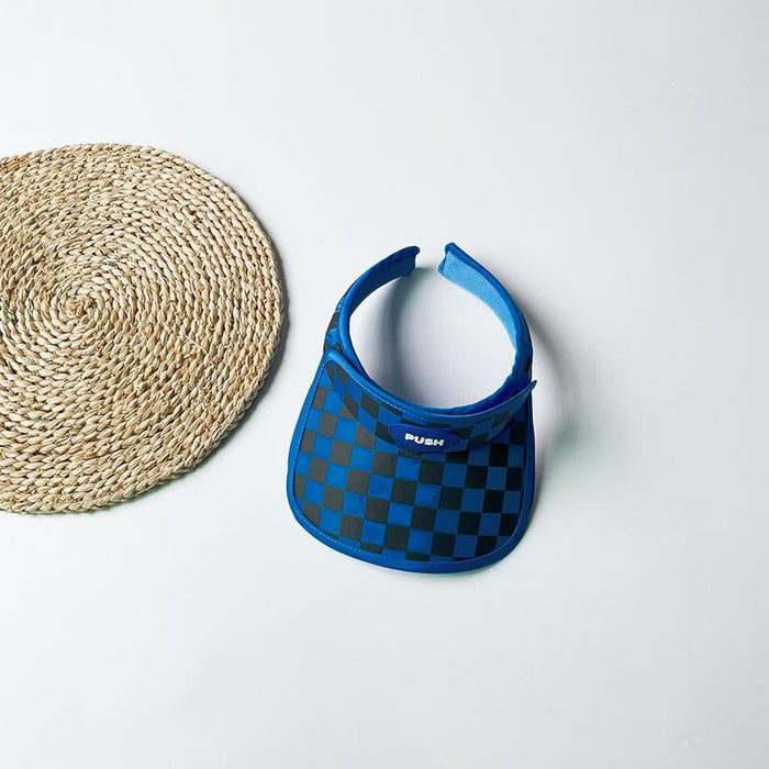 Summer Checkerboard Plaid Children's Wide-brimmed Sun Hat