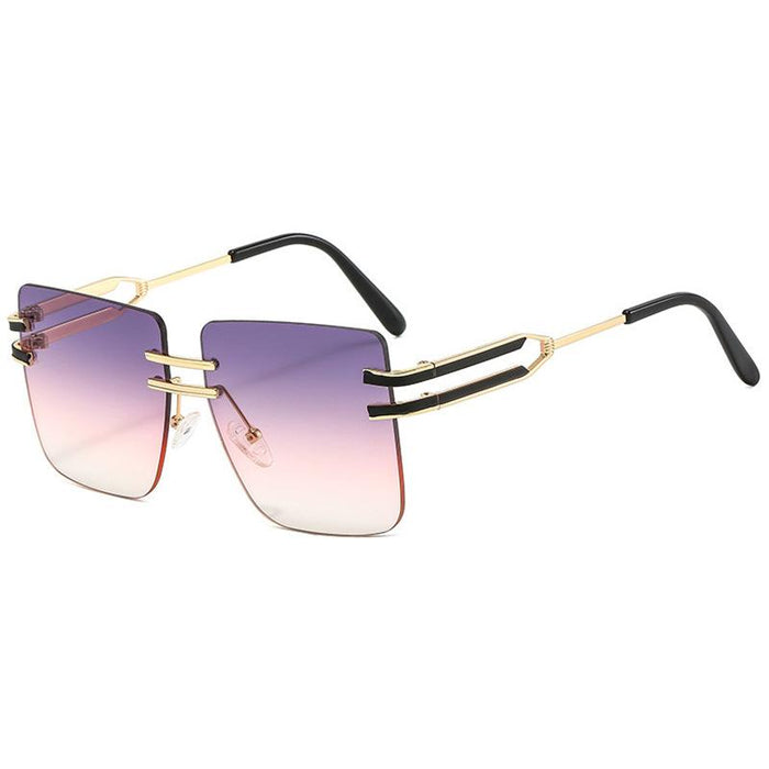 Large frame square metal sunglasses