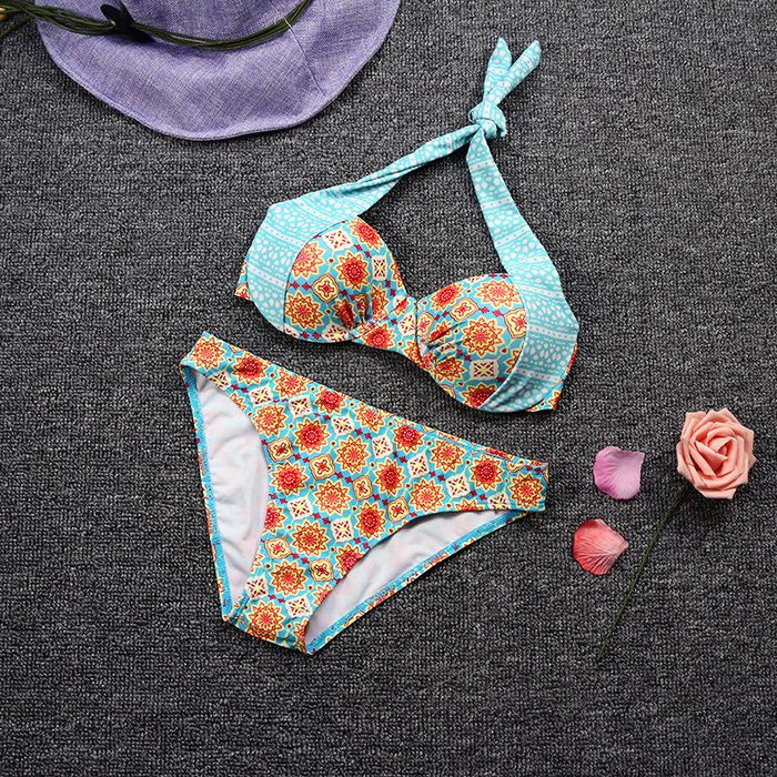 Sun's New Small Fresh Printed Split Bikini Swimsuit