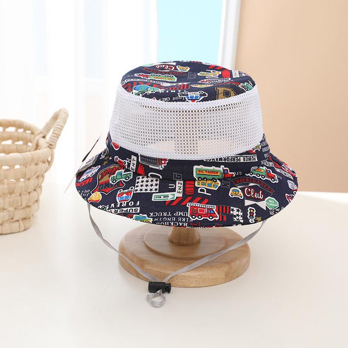 Summer Cartoon Car Print Children's Breathable Sunshade Mesh Hat