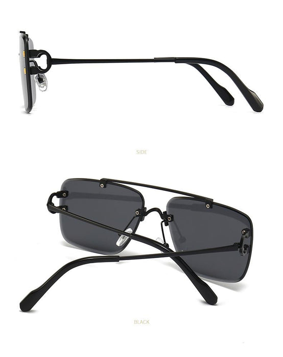 Men's and women's square metal double beam Sunglasses