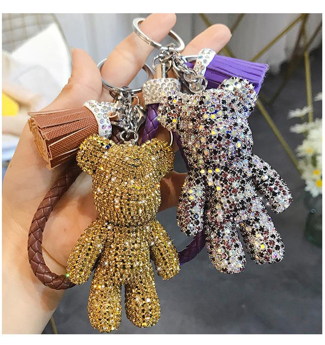 Cute Tassel Bear Keychain Car Key Pendant Bag Pendant