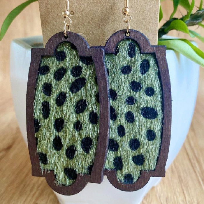 Fashion Exaggerated Leopard Print Wooden Women's Earrings