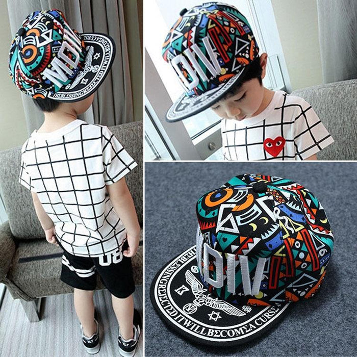Parent-Child Alphabet Embroidered Flat Brim Hip Hop Kids Sunshade Baseball Cap