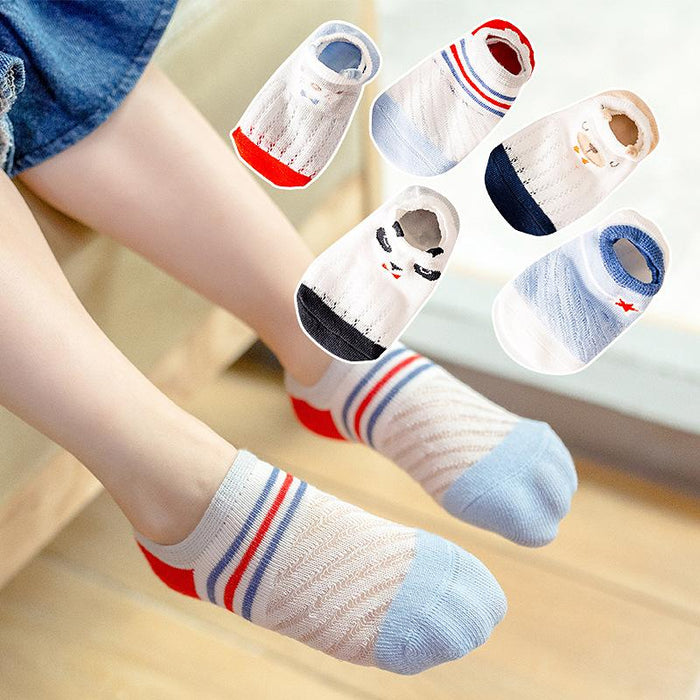 Spring Summer Children's Mesh Cartoon Cotton Boat Socks