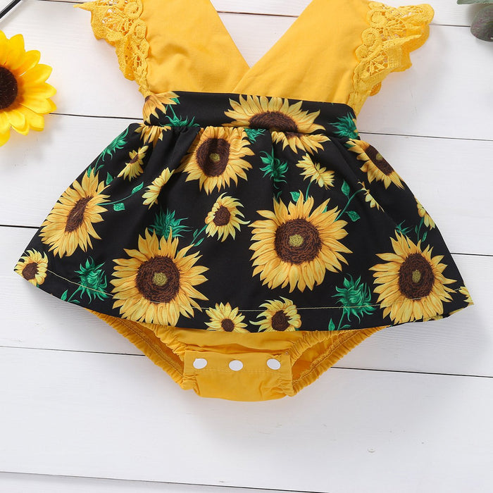 V-neck fashion split sunflower triangle
