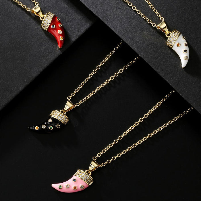 Fashion Personality Dripping Horn Pendant Gold Color Necklace