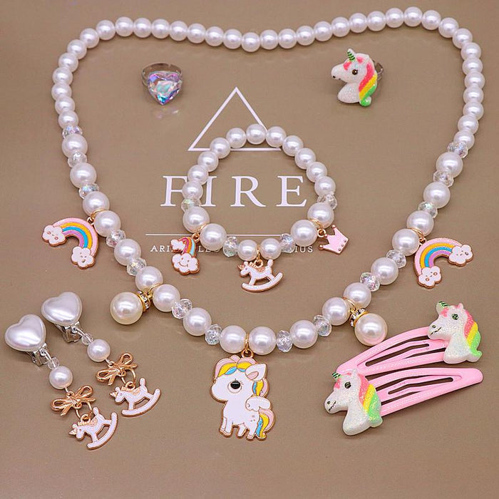 Children's Ocean Shell Fishtail Necklace Bracelet Ring Earring Set