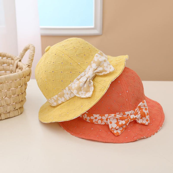Summer Outdoor Windproof Shade Cute Bow Children's Fisherman Hat