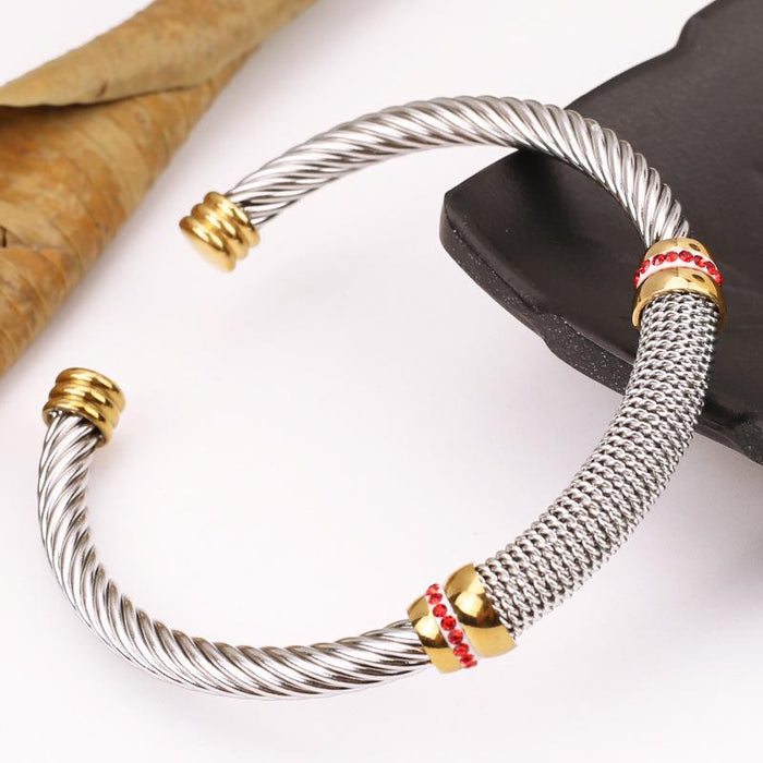 Fashion Woven Titanium Steel Bracelet Elastic C-shaped Bracelet Bangle